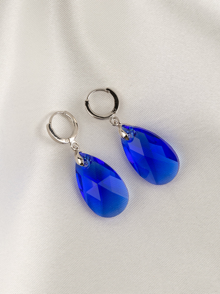 Multi Gemstone Aqua Blue Drop Earrings, Linear Gemstone Earrings - Valltasy